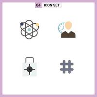 mobil gränssnitt platt ikon uppsättning av 4 piktogram av atom tid vetenskap man användare redigerbar vektor design element