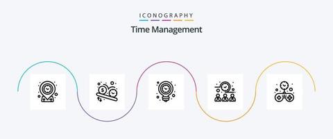 tid förvaltning linje 5 ikon packa Inklusive arbetare. möte tid. Kolla på. möte. ljus vektor