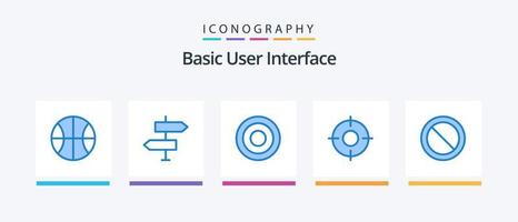 Basic Blau 5 Symbol Pack einschließlich ux. Standort. Zeichen. essentiell. Benutzer. kreativ Symbole Design vektor