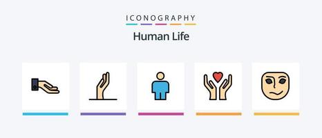 mänsklig linje fylld 5 ikon packa Inklusive . mänsklig hjärta. mask. anonym. kreativ ikoner design vektor