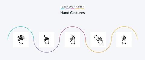 Hand Gesten Linie 5 Symbol Pack einschließlich Finger. hoch. links. Hand Mauszeiger. Nieder vektor