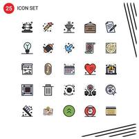 Lager Vektor Symbol Pack von 25 Linie Zeichen und Symbole zum Datei Unterhaltung Grill trinken Bar Bar editierbar Vektor Design Elemente