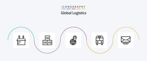 global logistik linje 5 ikon packa Inklusive e-post. transport. plats. logistik. buss vektor