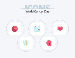 värld cancer dag platt ikon packa 5 ikon design. hälsa. Nej rökning. hand. rökning. cancer vektor