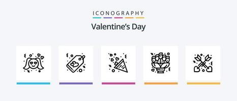 valentines dag linje 5 ikon packa Inklusive webb. kärlek. tillgivenhet. internet. kärlek. kreativ ikoner design vektor