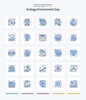 kreativ ekologi 25 blå ikon packa sådan som energi. grön. bränsle. jorden. värld eco vektor