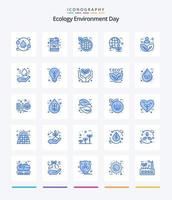 kreativ Ökologie 25 Blau Symbol Pack eine solche wie Energie. grün. Kraftstoff. Erde. Welt Öko vektor