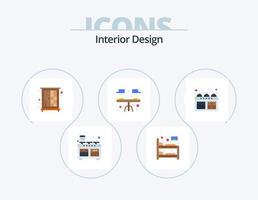 interiör design platt ikon packa 5 ikon design. spis. interiör. sova. matsal. garderob vektor