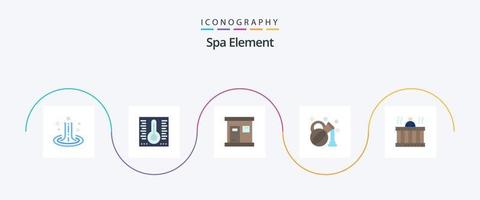 Spa Element eben 5 Symbol Pack einschließlich Spa. Massage. Sauna. heiß. Öl vektor