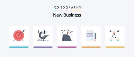 ny företag platt 5 ikon packa Inklusive planen. företags. prestation. konkurrenskraftig. berg. kreativ ikoner design vektor