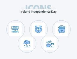 irland oberoende dag blå ikon packa 5 ikon design. klöver. hästsko. baner. gyllene. irländsk vektor