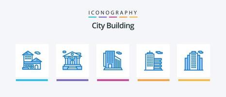 Stadt Gebäude Blau 5 Symbol Pack einschließlich real. Gebäude. Büro. Büro. Geschäft. kreativ Symbole Design vektor