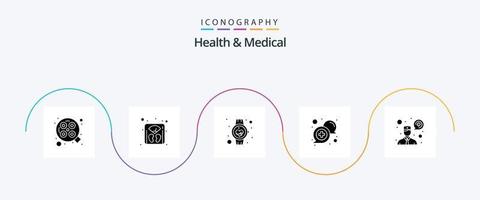 Gesundheit und medizinisch Glyphe 5 Symbol Pack einschließlich Unterstützung. medizinisch. schlagen. Kommunikation. Clever Uhr vektor