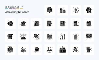 25 Buchhaltung und Finanzen solide Glyphe Symbol Pack vektor