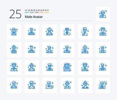 manlig avatar 25 blå Färg ikon packa Inklusive avatar. människor. jordbrukare. pojke. avatar vektor