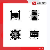 4 kreativ ikoner modern tecken och symboler av staket webb gård mobil styrelse redigerbar vektor design element