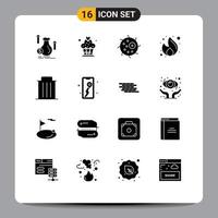 16 Universal- solide Glyphe Zeichen Symbole von löschen Geld Tier Marketing Geschäft editierbar Vektor Design Elemente