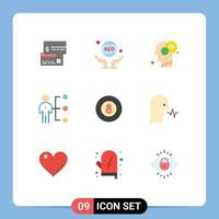 uppsättning av 9 modern ui ikoner symboler tecken för jobb förmågor seo prata mänsklig redigerbar vektor design element