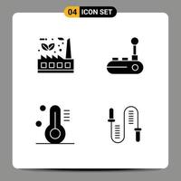 4 kreativ ikoner modern tecken och symboler av blad temperatur fabrik glädje vaddera väder redigerbar vektor design element
