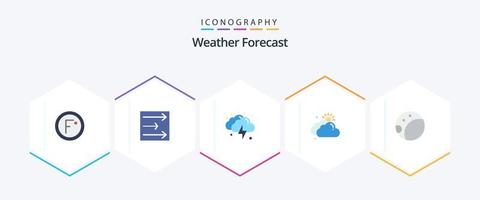 Wetter 25 eben Symbol Pack einschließlich Mond. Sonne. Wolke. Tag. Wolke vektor