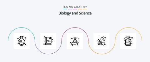 biologi linje 5 ikon packa Inklusive växt. flaska. växa. vatten. ho vektor