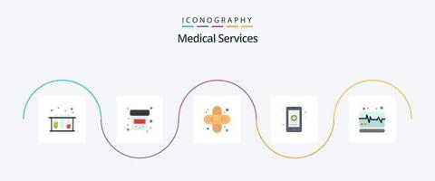 medizinisch Dienstleistungen eben 5 Symbol Pack einschließlich Impuls. medizinisch. Gesundheit. Medizin. Krankenhaus vektor