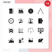16 kreativ Symbole modern Zeichen und Symbole von sperren abspielen Diät Schnittstelle oben editierbar Vektor Design Elemente