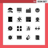 einstellen von 16 modern ui Symbole Symbole Zeichen zum Zuhause Tür Fabrik Gebäude Mutter editierbar Vektor Design Elemente