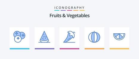 frukt och grönsaker blå 5 ikon packa Inklusive pumpa. färsk. frukter. grönsaker. ingrediens. kreativ ikoner design vektor