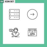 uppsättning av 4 modern ui ikoner symboler tecken för administration faq server multimedia ring upp redigerbar vektor design element