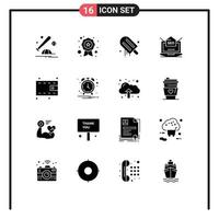 uppsättning av 16 modern ui ikoner symboler tecken för webb miljö skola bärbar dator USA redigerbar vektor design element