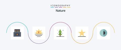 natur platt 5 ikon packa Inklusive jorden. natur stjärna. skog. natur. ekologi vektor