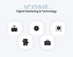 digital marknadsföring och teknologi glyf ikon packa 5 ikon design. besökare. annons. engagemang. reklam underkastelse. reklam vektor