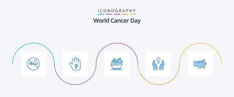 värld cancer dag blå 5 ikon packa Inklusive meddela. kvinna. ört. band. vård vektor