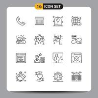 16 universell översikt tecken symboler av camping internet födelsedag mänsklig affärsman redigerbar vektor design element