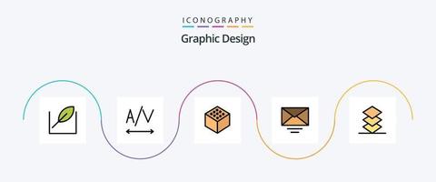 Design Linie gefüllt eben 5 Symbol Pack einschließlich . Email. Stapel vektor