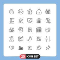 uppsättning av 25 modern ui ikoner symboler tecken för halloween museum reklam historisk byggnad byggnad redigerbar vektor design element