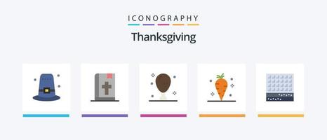 tacksägelse platt 5 ikon packa Inklusive kex. grönsak. middag. tacksägelse. tacksägelse. kreativ ikoner design vektor