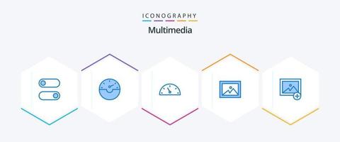 multimedia 25 blå ikon packa Inklusive . . fart. Foto. Lägg till vektor
