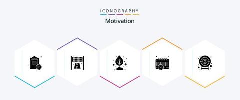 Motivation 25 Glyphe Symbol Pack einschließlich . Ziel. Topf. Ziel. Zeit vektor