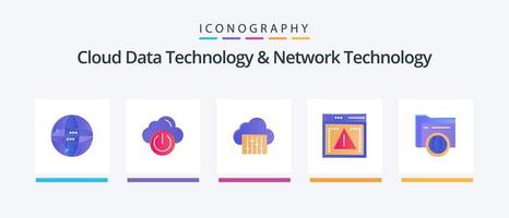 moln data teknologi och nätverk teknologi platt 5 ikon packa Inklusive lagring. fel. moln. kodning. fil. kreativ ikoner design vektor