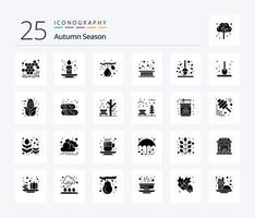 Herbst 25 solide Glyphe Symbol Pack einschließlich Herbst. fallen. Feige. Zaun. Bereich vektor