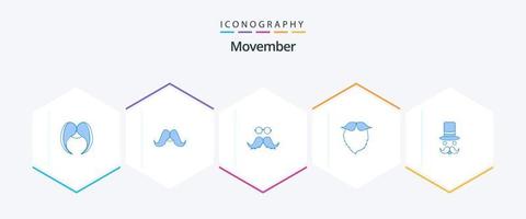 movember 25 Blau Symbol Pack einschließlich . . getragen. Hut. movember vektor