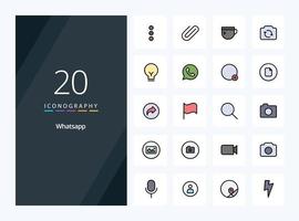 20 WhatsApp Linie gefüllt Symbol zum Präsentation vektor