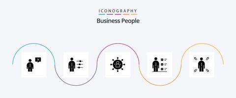 Geschäft Menschen Glyphe 5 Symbol Pack einschließlich Mitarbeiter. Fähigkeiten. Person. Aktie. Menschen vektor