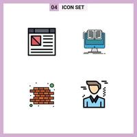 användare gränssnitt packa av 4 grundläggande fylld linje platt färger av app tegel hemsida dator vägg redigerbar vektor design element