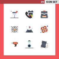 uppsättning av 9 modern ui ikoner symboler tecken för flagga kund telefon företag service redigerbar vektor design element