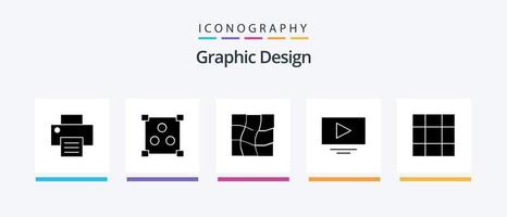 design glyf 5 ikon packa Inklusive . varp. rutnät. kreativ ikoner design vektor