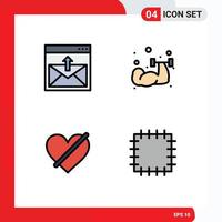 gefüllte Linie eben Farbe Pack von 4 Universal- Symbole von Kommunikation verweigert Email Übung Herz editierbar Vektor Design Elemente