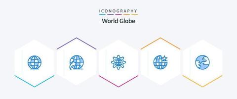 Globus 25 Blau Symbol Pack einschließlich weltweit. Erde. Internet. starren. Globus vektor